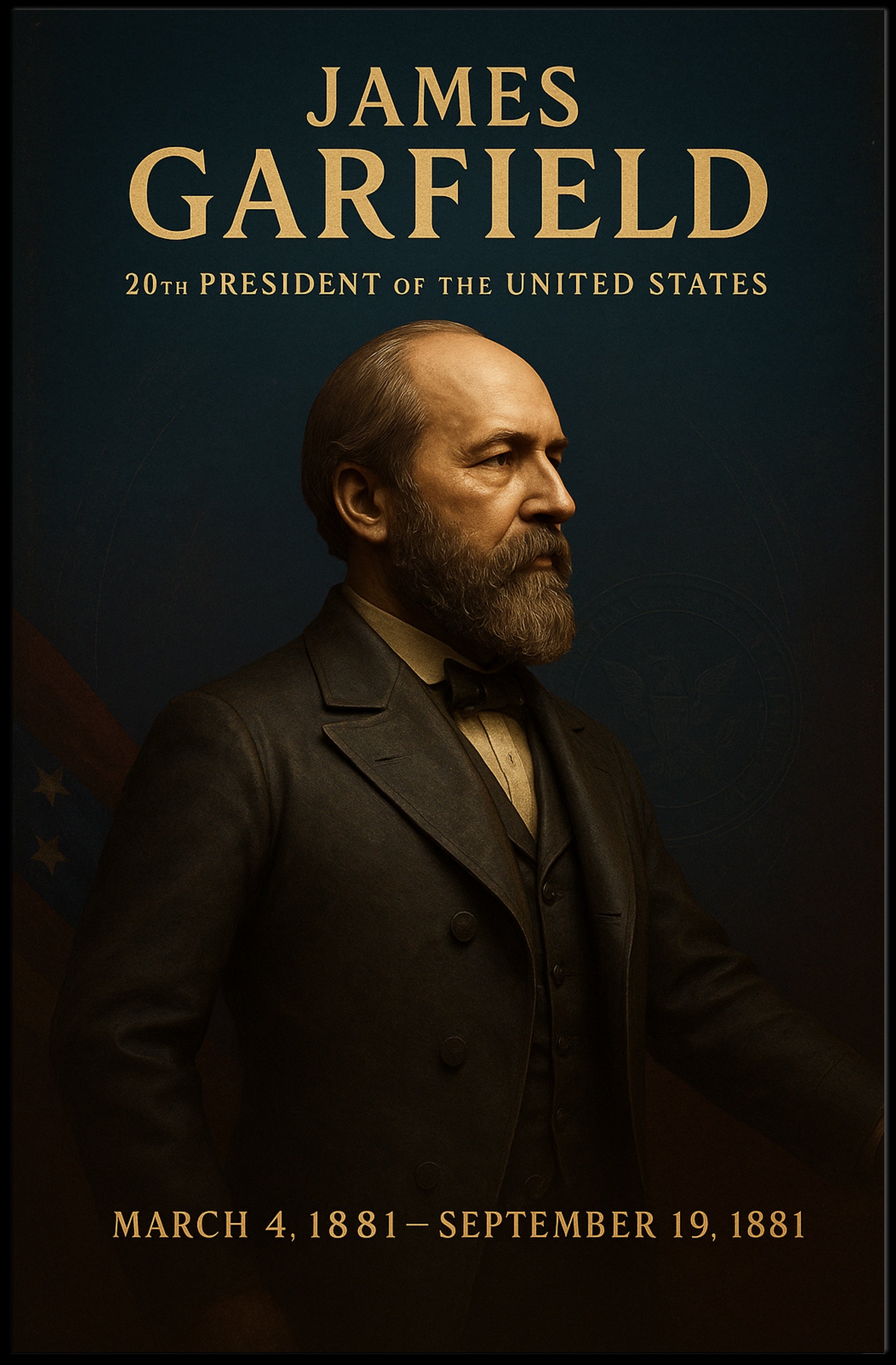 James Garfield 1881 Portrait Historical or Presidential Poster PosterGoat