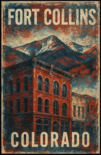 Fort Collins Colorado Scenic Vintage Travel Print Heritage Home Decor Enthusiast Poster