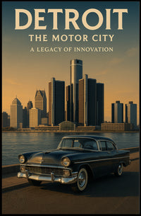 Detroit The Motor City Vintage Poster PosterGoat