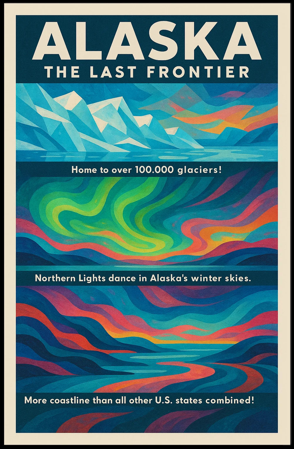 Alaska Abstract Adventure Poster Premium Museum Print Decor