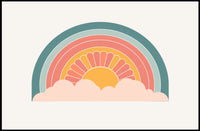 Retro Sunrise Poster: Vintage 70s Geometric Art