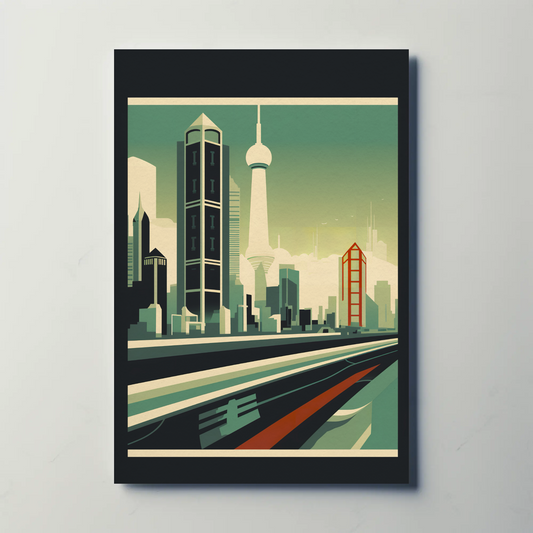 Futuristic Skyline Of Shanghai China Travel Poster