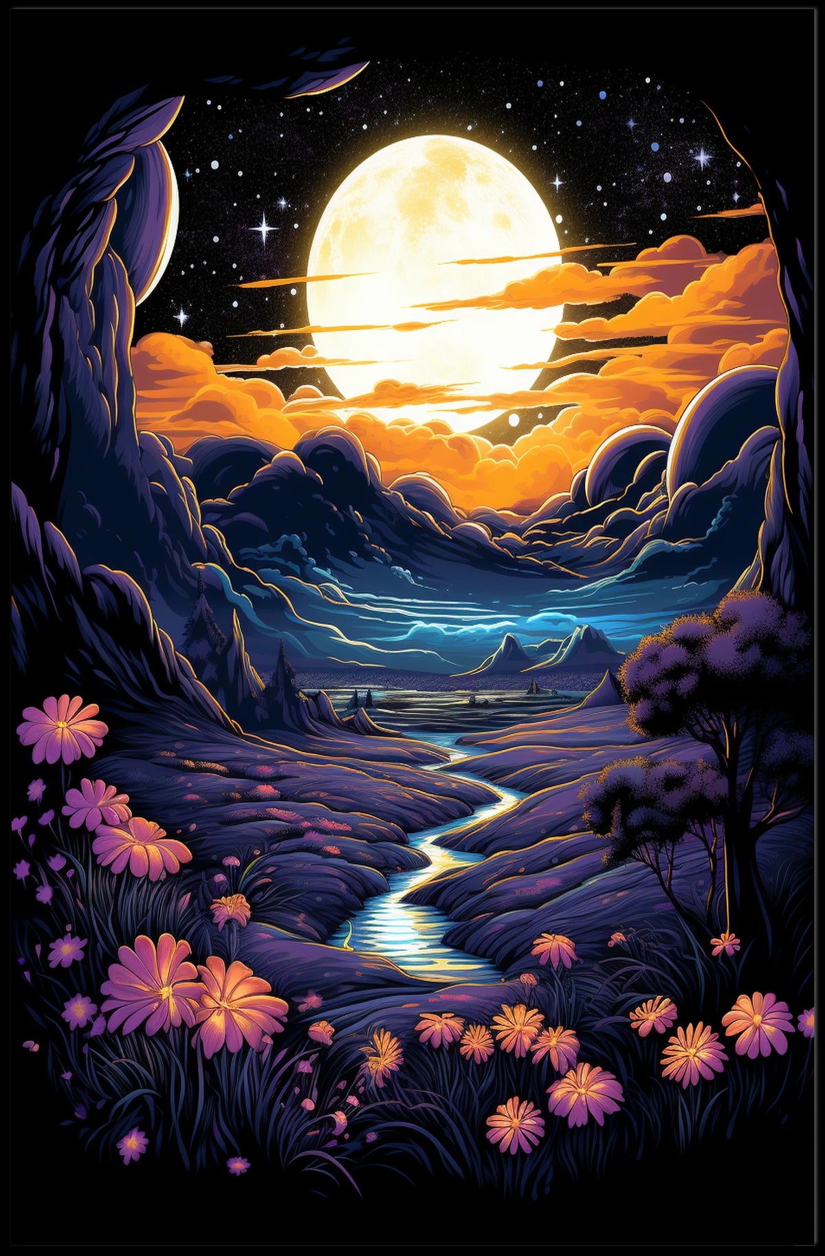 Enchanted Moonlit Landscape Poster