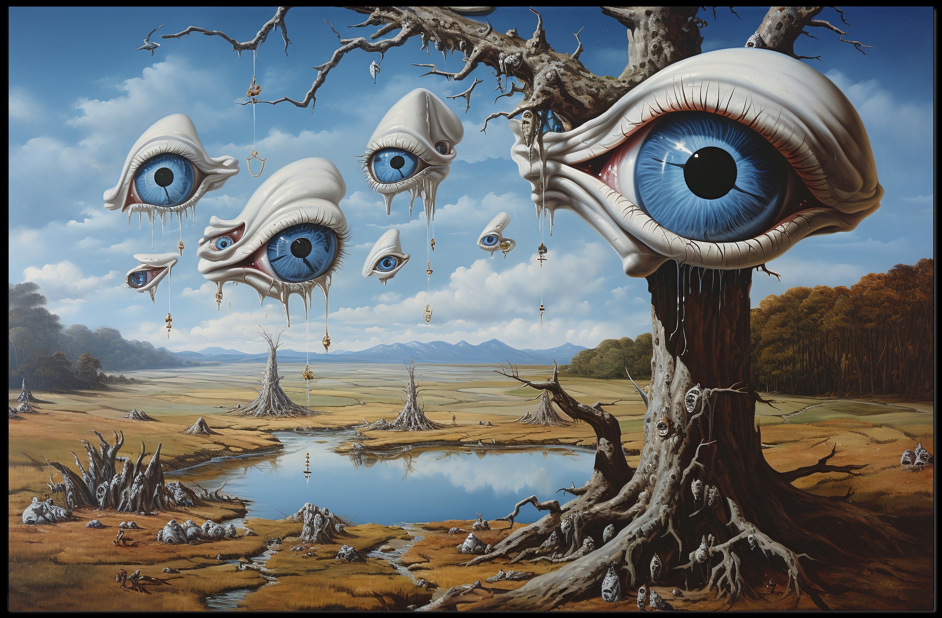 Surreal Landscape with Eyes: Abstract or Artistic Poster
