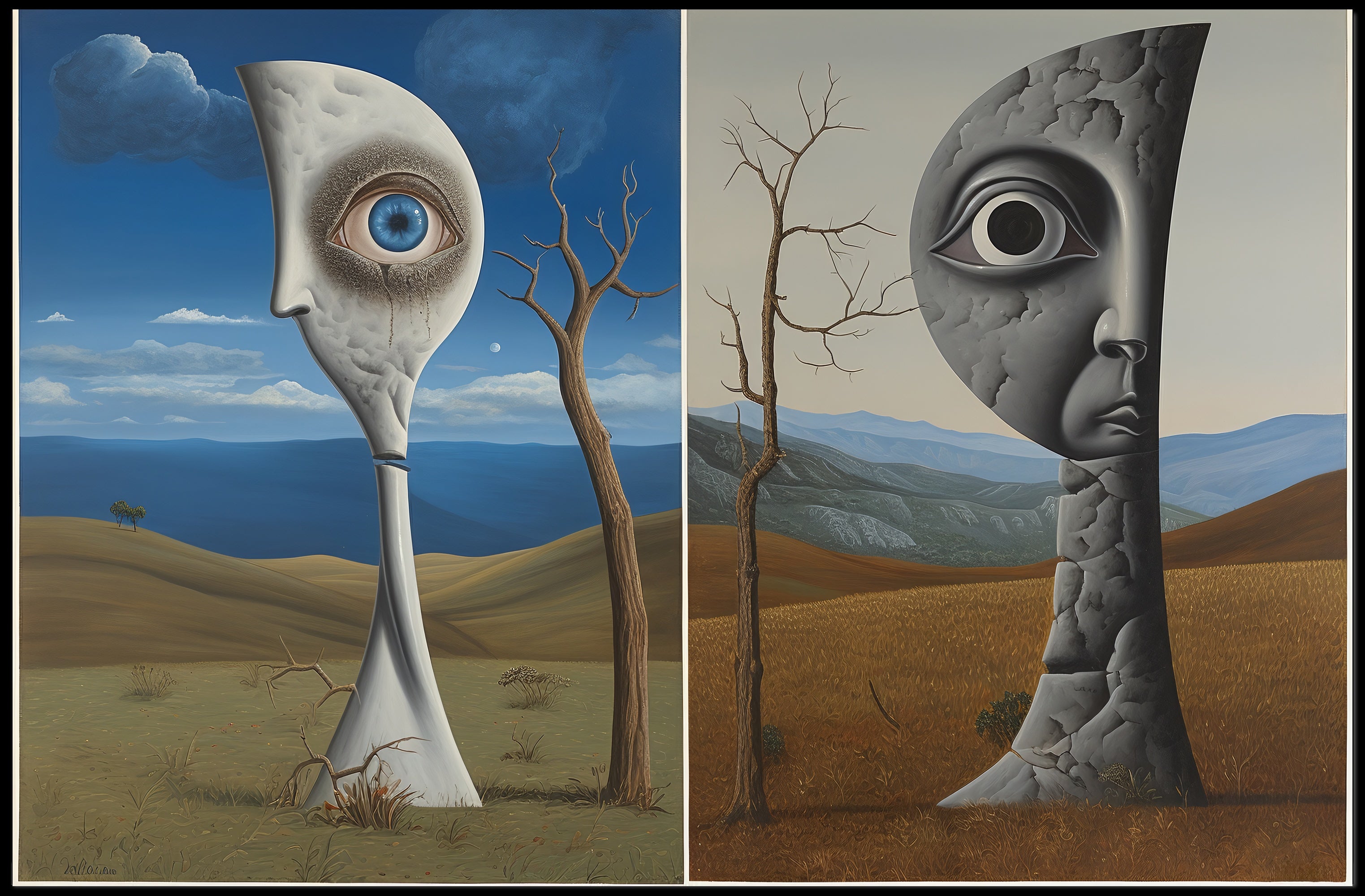 Surreal Desert Faces Abstract or Artistic Poster