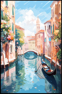 Venice Canal Gondola Scene Vintage Travel Poster