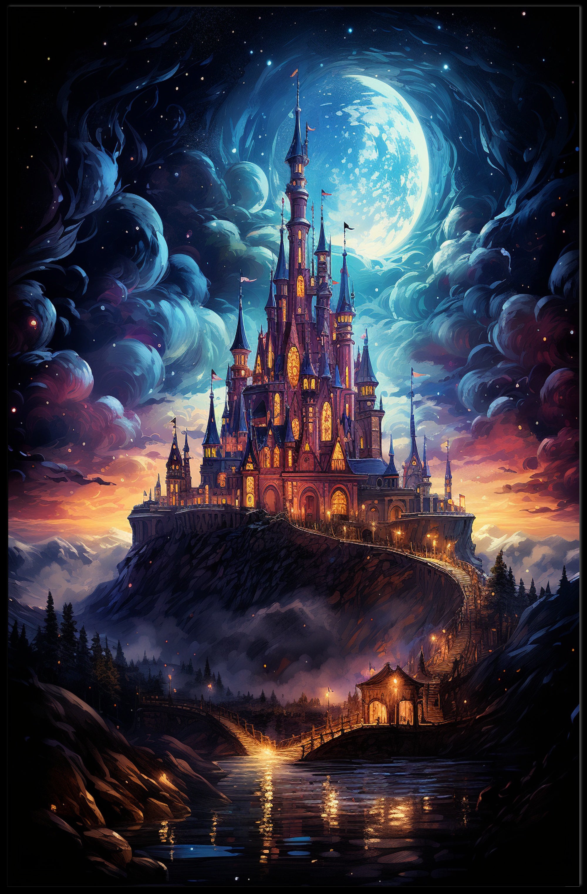 Enchanted Moonlit Castle Poster