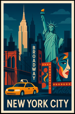 New York City Vibrant Urban Art Poster Abstract Wall Art