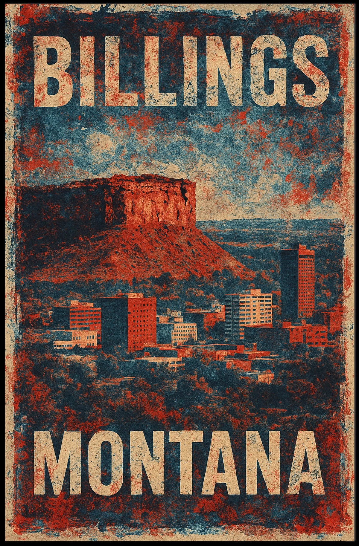 Billings Montana Cityscape Travel Photography Poster