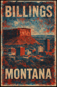 Billings Montana Cityscape Travel Photography Poster