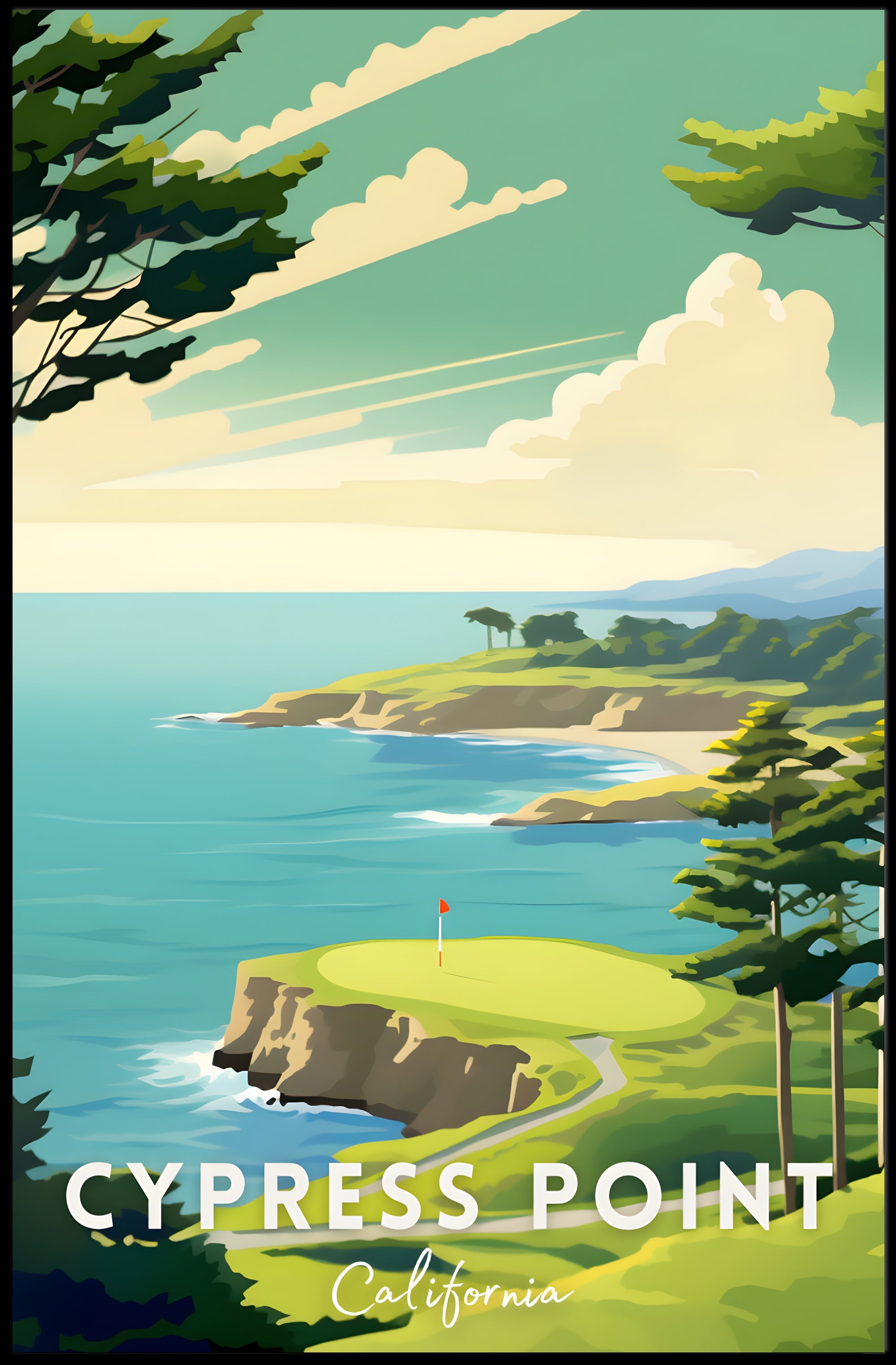 Cypress Point Coastal Golf Travel Poster