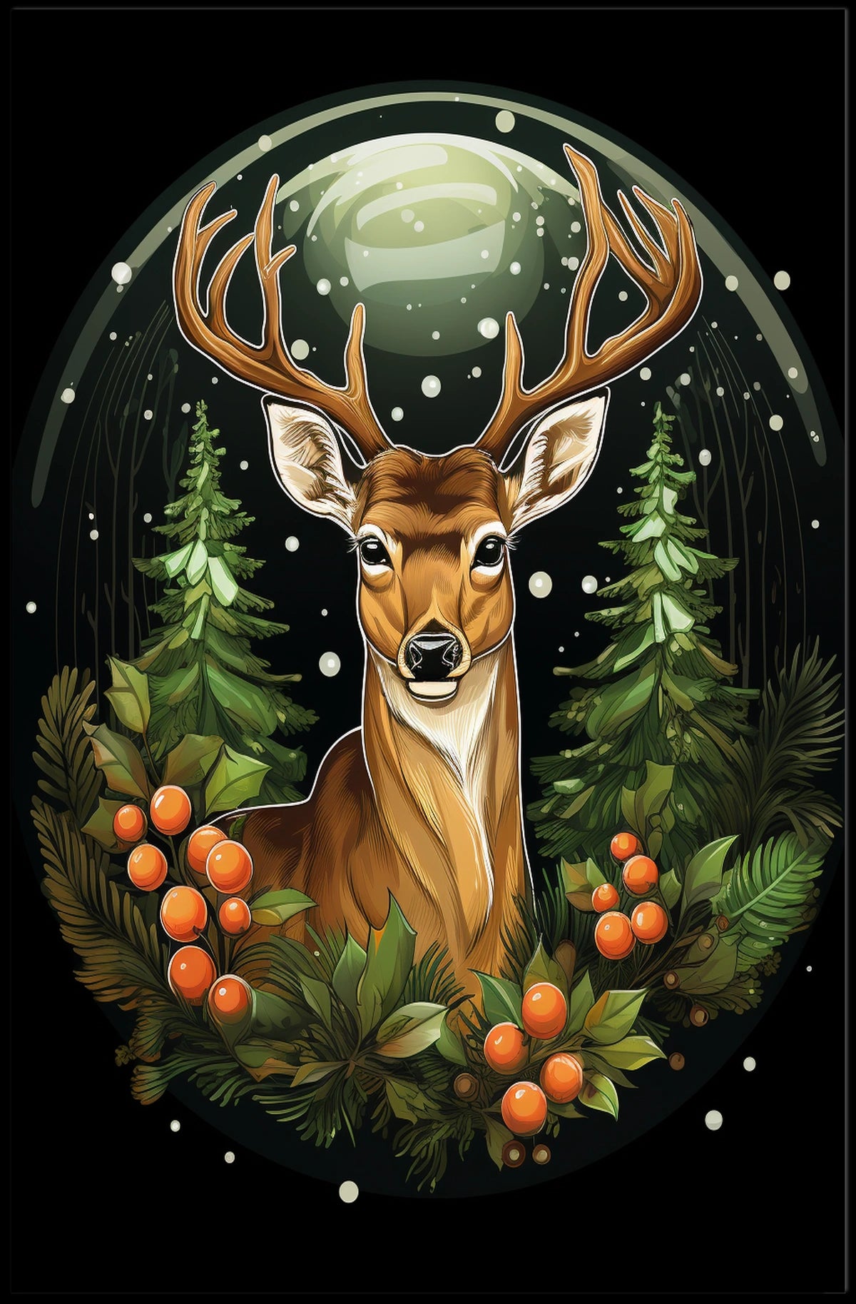Majestic Deer In Winter Forest Poster