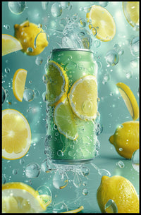 Refreshing Lemon Beverage Scene in Artistic Poster PosterGoat
