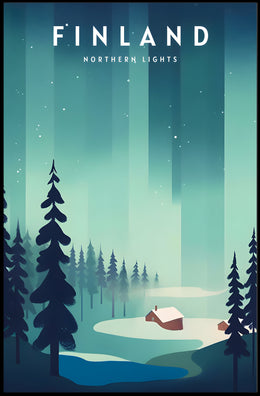 Northern Lights Finnish Wilderness Travel Poster