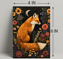 Whimsical Fox and Flora: Artistic Animal Poster