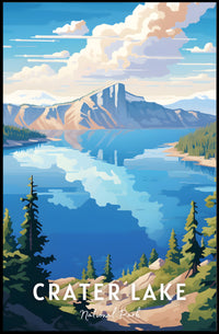 Crater Lake Scenic Tranquility National Park Poster