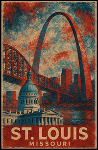 St Louis Gateway Arch Vintage Travel Poster