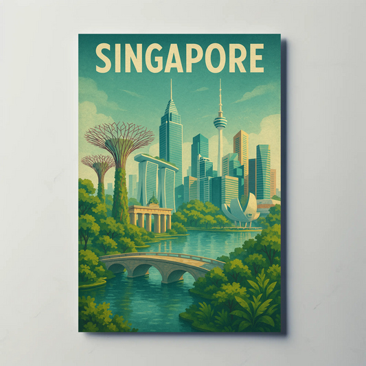 Singapore Marina Bay Gardens Travel Poster