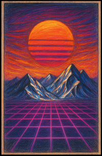 Retro-Futuristic Sunset Vaporwave Futuristic Sci-Fi Poster