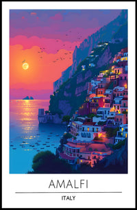 Amalfi Coast Sunset: Dreamy Travel Poster