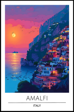 Amalfi Coast Sunset: Dreamy Travel Poster