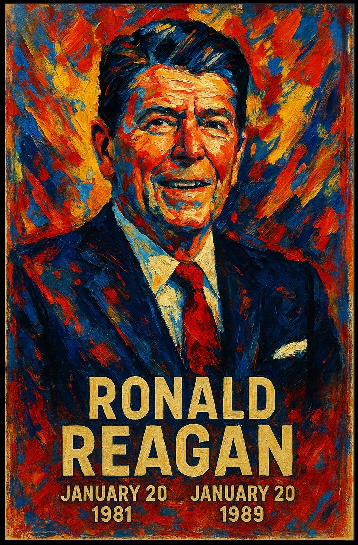 Ronald Reagan 40th President of the United States Glitch Hop Art Poster