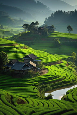 Tranquil Terraced Landscapes Southeast Asian Rice Paddies Heritage Poster