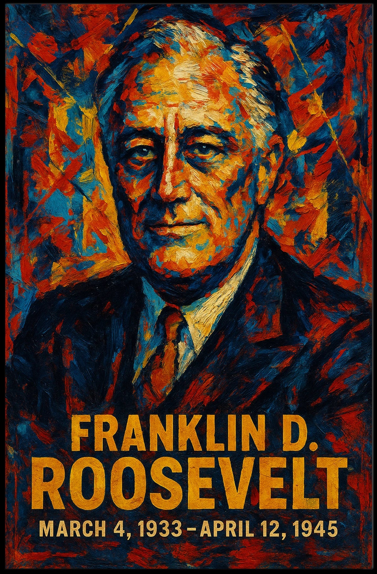 Franklin D. Roosevelt 32nd President of the United States Glitch Hop Art Poster