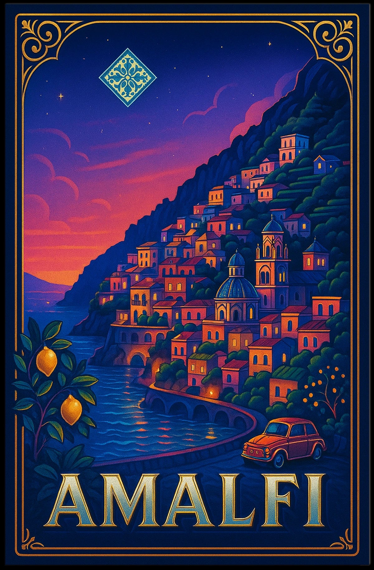 Amalfi Coast Sunset Poster