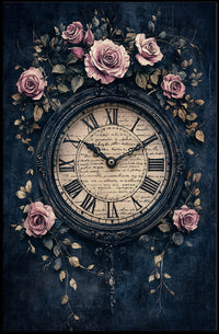 Ornate Clock and Roses Design: Artistic or Pop Culture Poster