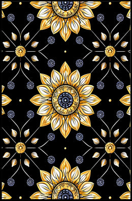 Golden Floral Elegance Wall Art Print
