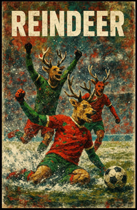 Reindeer Soccer Celebration Poster