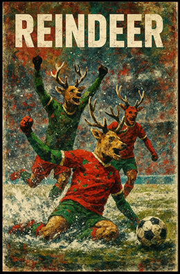Reindeer Soccer Celebration Poster