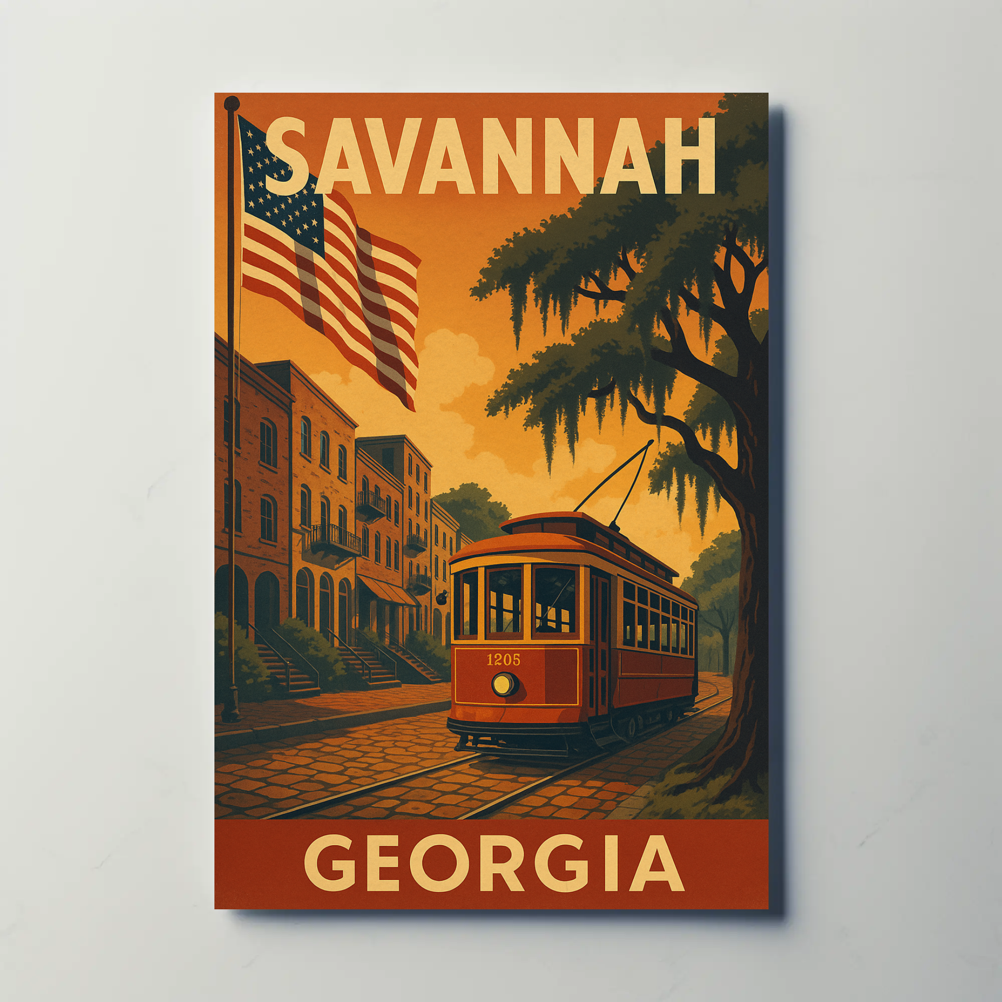 Savannah Georgia Vintage Travel Art Poster