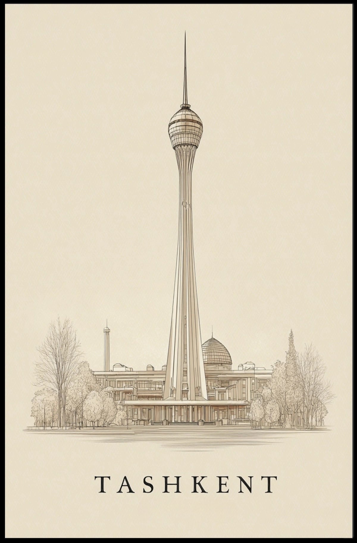 Tashkent Tower Illustration Poster