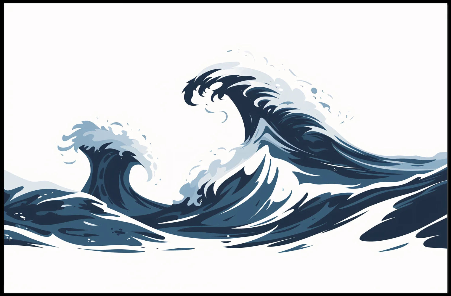 Ocean Waves Art Poster: Modern Meets Vintage