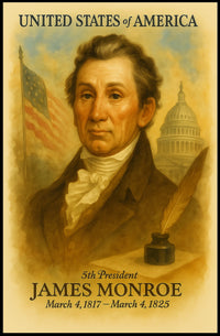James Monroe 5th President of the United States Vintage Watercolor Poster