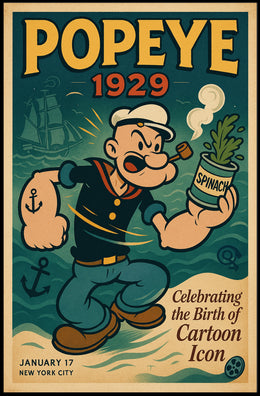 Classic Popeye Nostalgia with Vintage Nautical Theme Pop Culture Poster