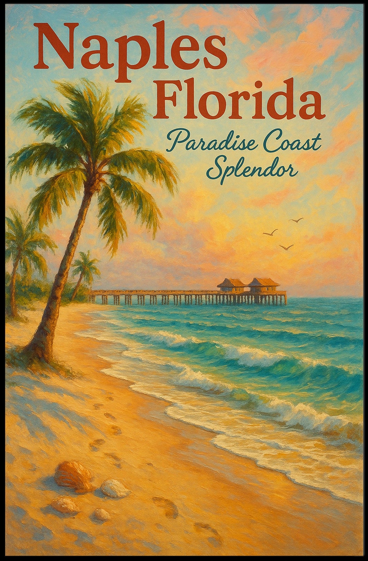 Paradise Coast Splendor Vintage Beach Poster Art