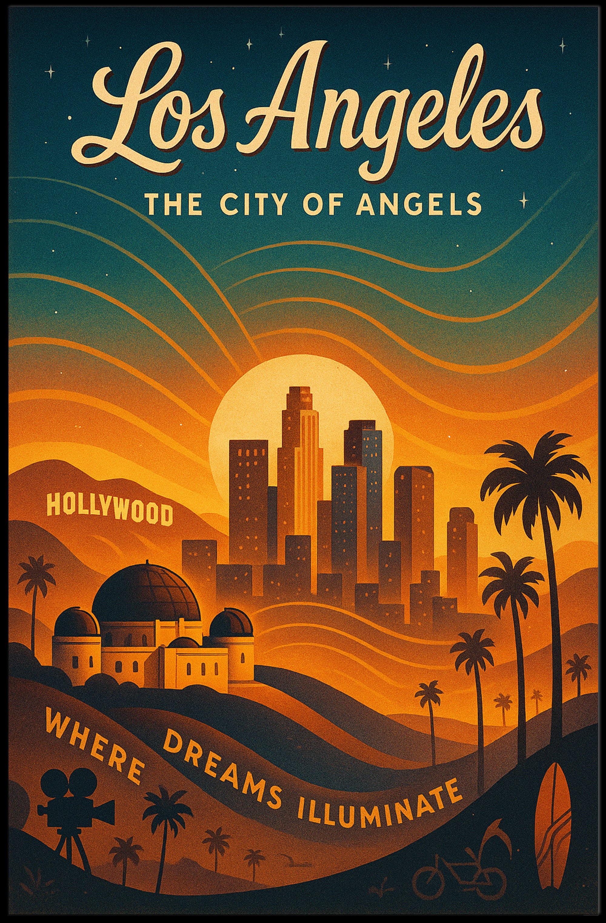 Los Angeles Dreams Illuminate Urban or Cityscape Poster