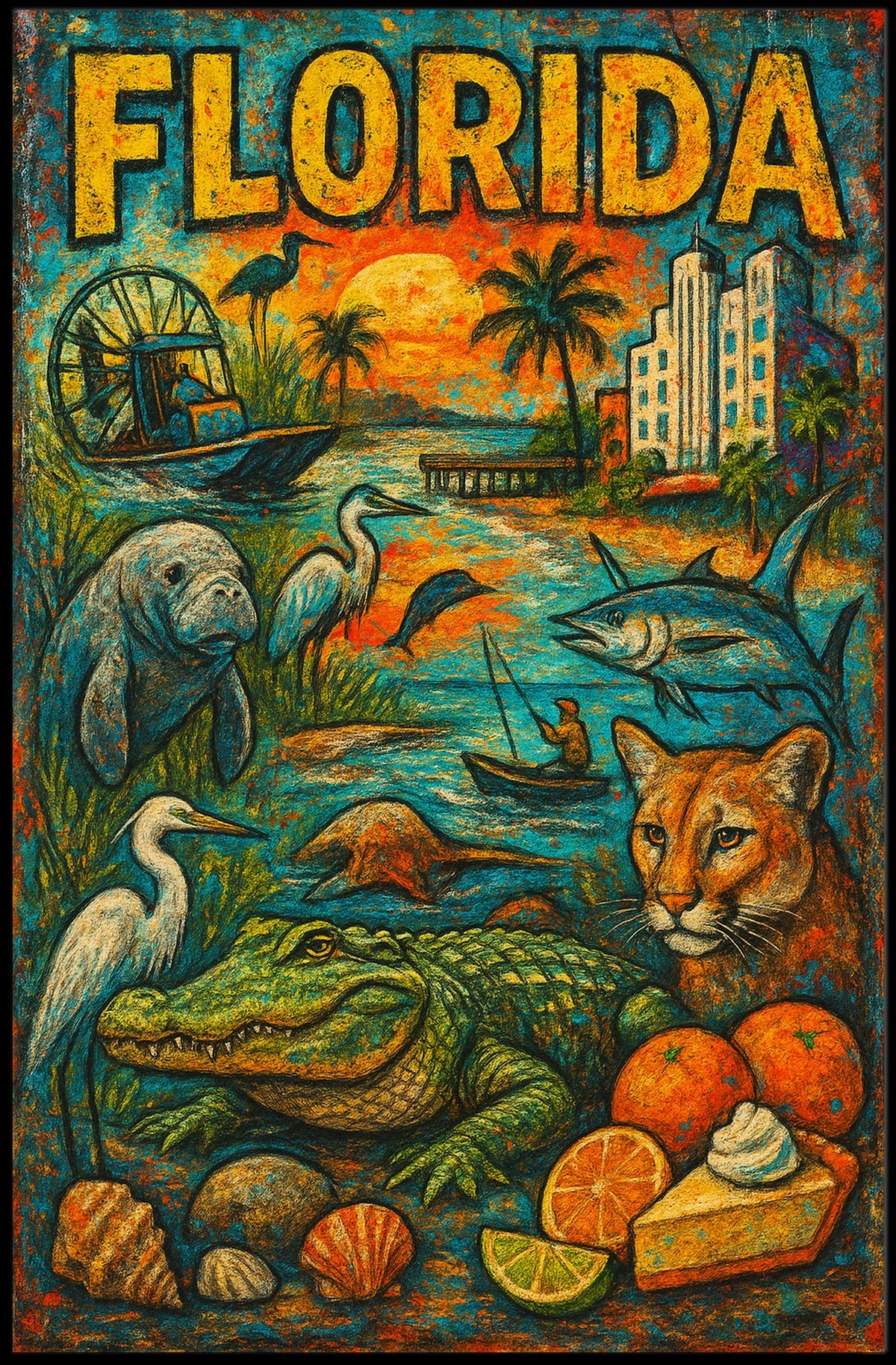Florida Wildlife and Culture Poster