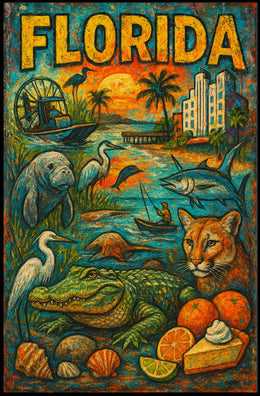 Florida Wildlife and Culture Poster