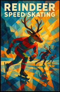 Reindeer Speed Skating Poster