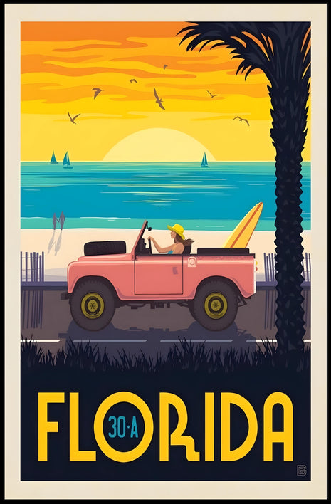 Florida Beach Retro Vibes Travel Poster