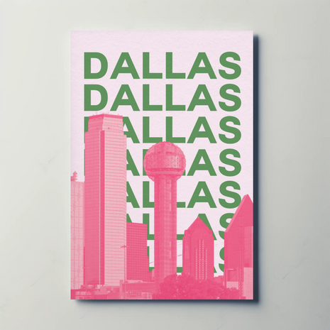 Dallas Cityscape in Pink and Green Pop Art Poster