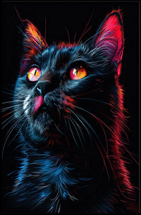 Neon Cat Portrait Poster