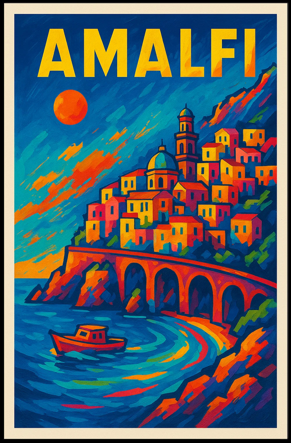 Amalfi Pop Poster Bold Coastal Print For Living Rooms