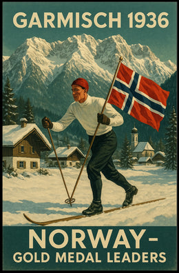 Garmisch 1936 Norway Gold Medal Poster