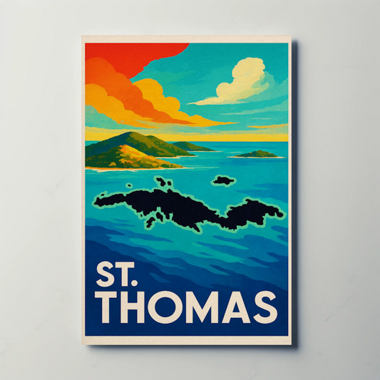 St Thomas Caribbean Island View Colorful Ocean Poster