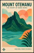 Mount Otemanu Vintage Travel Illustration Poster PosterGoat